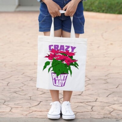 Crazy plant lady canvas çanta - 3