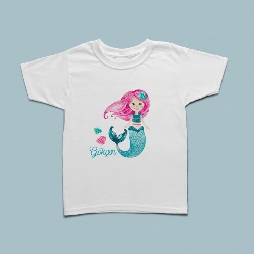 Deniz kızı baskılı çocuk tshirt - 1