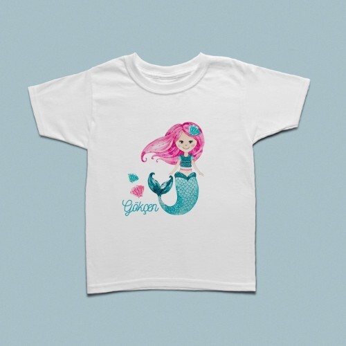 Deniz kızı baskılı çocuk tshirt - 3