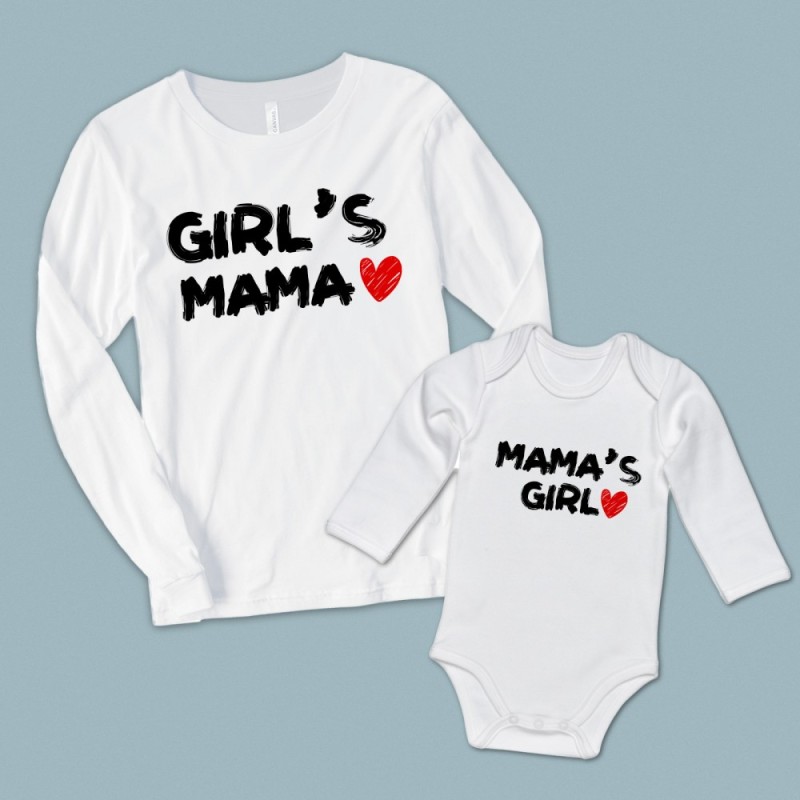 Girl′s Mama Anne kız Baskılı Tişört ve Bebek Zıbını - 1