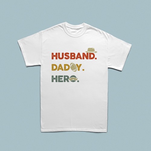 Husband, Daddy, Hero erkek tshirt - 1