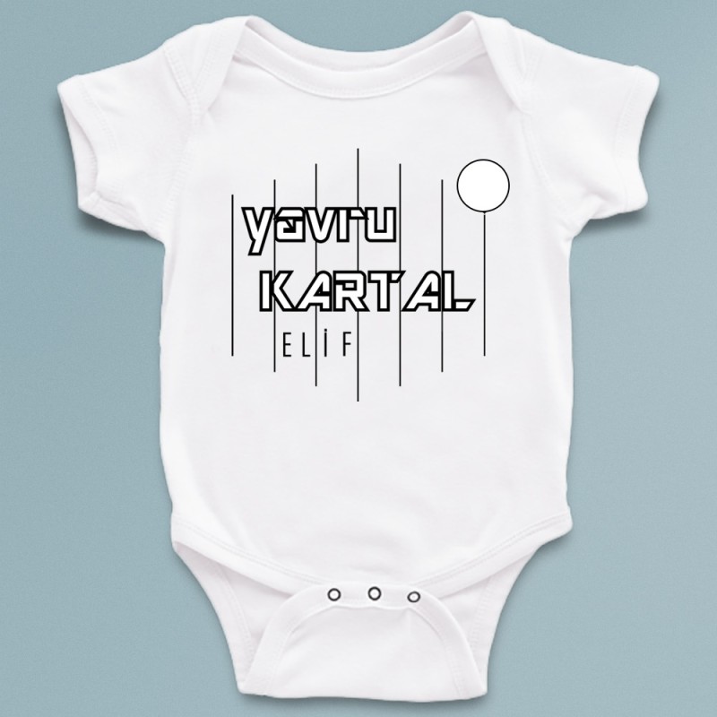 Yavru kartal baskılı isme özel bebek zıbın - 1